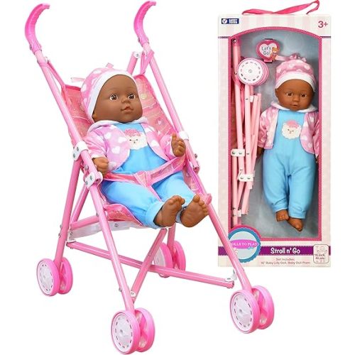 Dolls To Play My First Baby Doll Stroller, Soft Body 16 Inch Baby Doll Included Fun Play Combo Set for Babies Infants Toddlers Girls Kids