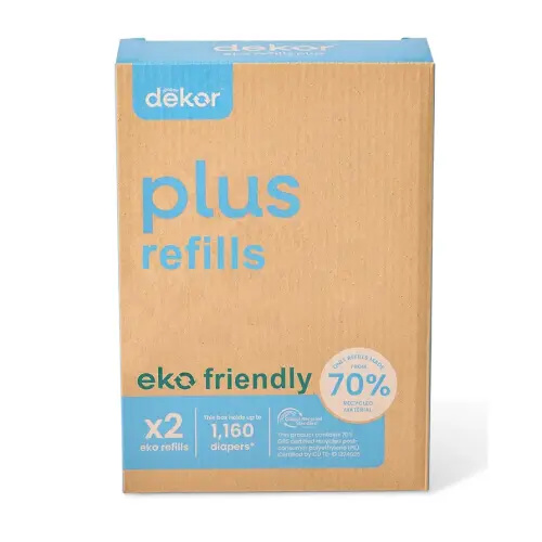 Diaper Dekor Plus Diaper Pail Refills | 2 Count Unscented | Exclusive End-of-Liner Marking | Quick & Easy to Replace | Most Economical Refill System | for Original and Eko Style Pails