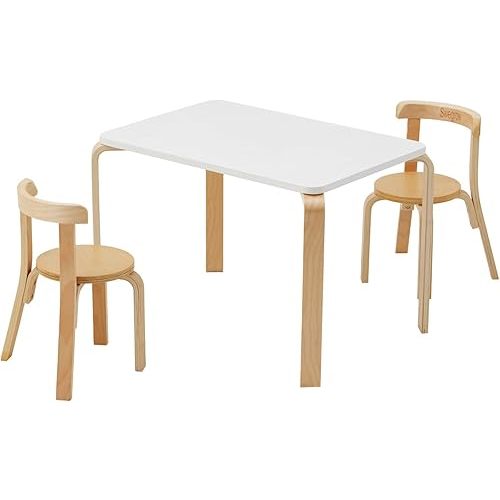 Swegrow Kids Table and 2 Chairs Set, Wooden Table and Chairs for Kids & Toddler,Kid Wooden Furniture for Playroom/Home/Kindergarten