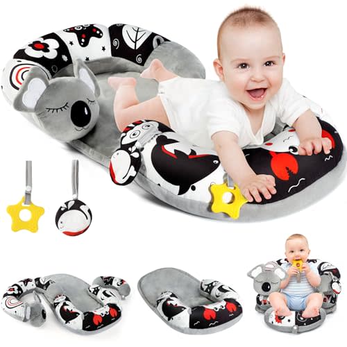 URMYWO Tummy Time Activity Mat - Cozy Tummy Time Mat for Newborn 0-12 Months, Breathable Soft Infant Baby Sit Me Up Floor Seat Early Sensory Development Play Toys Baby Registry Research Shower Gifts