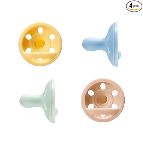 Tommee Tippee Breast-Like Pacifier, Lightweight, One-piece Silicone Design, Symmetrical Nipple, 0-6m, 4 Pack