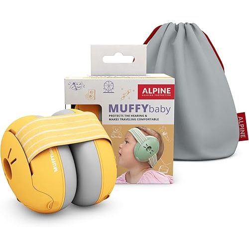 Alpine Muffy Baby Ear Protection for Babies and Toddlers up to 36 Months - CE & ANSI Certified - Noise Reduction Earmuffs - Comfortable Baby Headphones Against Hearing Damage & Improves Sleep - Yellow