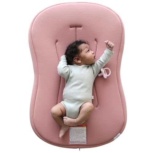 snuggle me® Baby Lounger Curve (0-6 Months) - Premium Organic Cotton with Foam Core, Machine-Washable Cover, Buttery-Soft & Breathable Infant Lounger with Travel Bag - Gumdrop