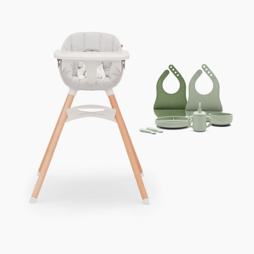 Lalo 3-in-1 High Chair Full Kit + First Bites Full Kit - Coconut / Sage