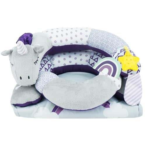 Lovvie & Joy 2-in-1 Tummy Time Mat & Seated Support Pillow,Baby Tummy Time Pillow Support for Newborns and Older Babies,with Detachable Support Pillow and Toys Unicorn