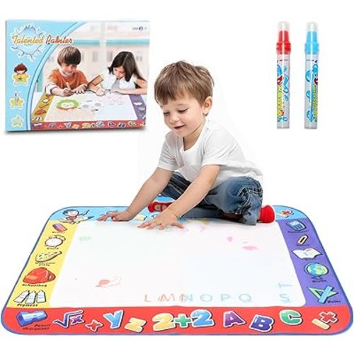 Water Doodle Mat for Kids 39x27inch Reusable Aqua Magic Drawing Board, Neon Color Water Drawing Mat, Educational Art Toys for Ages 3-8, Birthday & Easter Gift Children's Day(Alphabet Literacy)