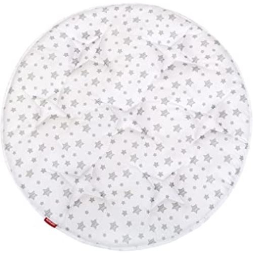 Kids Pop Up Tent Mat with Anti Slip Bottom, Round Play Mat for Baby, D=40'' Indoor Playhouses Quilted Mat, Round Area Rug for Toddlers and Kids Nursery Room Decor, White Star