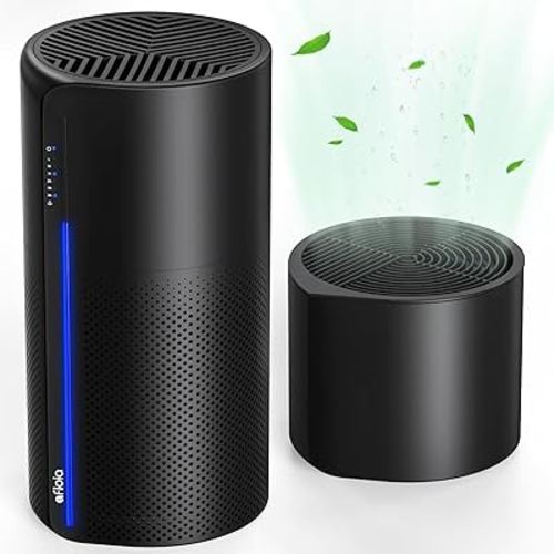 Air Purifier with Humidifier Combo, 2 in 1 Afloia 3-Stage Filters for Bedroom Pets Hair Smoker Odors, Evaporative Humidifier, Auto Shut Off, Quiet Air Cleaner with Seven Color Light, Black