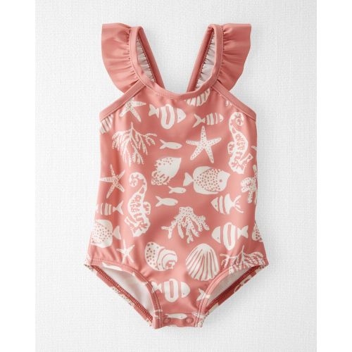 Baby Seashell Print Recycled Swimsuit - Coral
