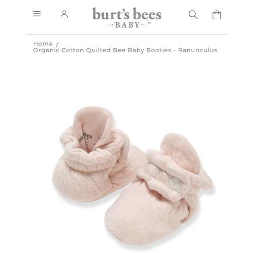 Organic Cotton Quilted Bee Baby Booties Ranunculus - 0-3 mo