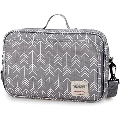MOMIGO Diaper Caddy Tote Baby Stroller Bag Nursery Storage Bin , Wipes & Toys Mini Diaper Bag for Outdoor (Grey Arrow)