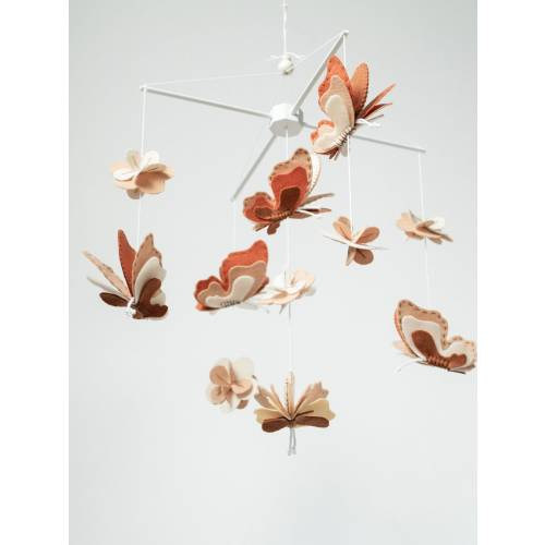 Unisex neutral baby mobile, Earth tone butterflies baby mobile, gender neutral baby mobile