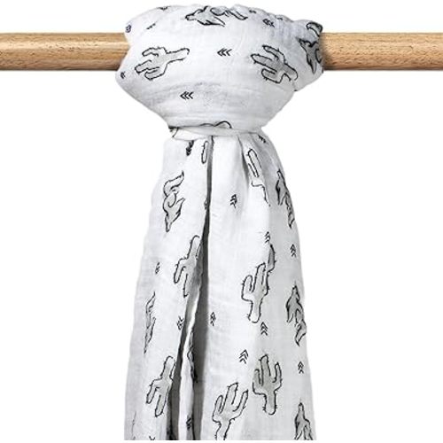 Muslin Baby Blanket - Gray Cactus Coyote -Extra Soft Multipurpose Swaddle Blanket - Western Inspired