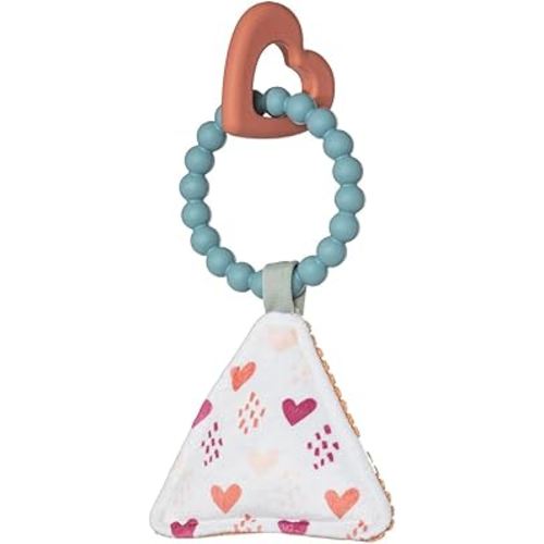 Mary Meyer Baby Teether Toy Simply Silicone Teething Ring with Soft Squeaker, 9-Inches, Heart