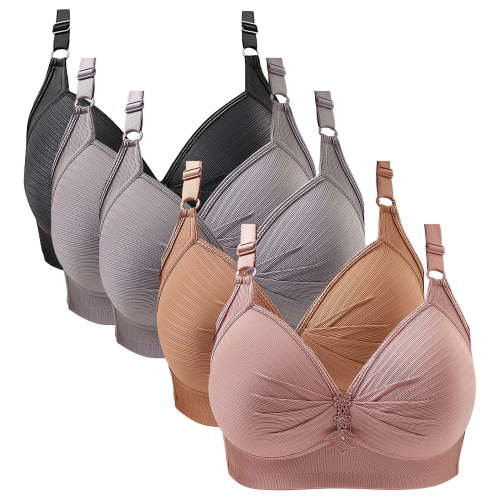 Bronze Strapless Bra, Cotton Push Up Bra, Thin Laceless Steel Ring Comfortable Breathability Underwear Large Size Brater Buckle Female Bra Deep V Neck Vest Bralette Wireless Seamless Bra