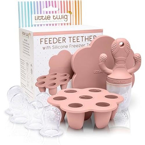Little Twig Silicone Feeder Teether Rose