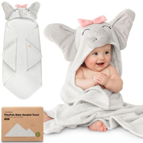 KeaBabies PlayPals Baby Towels with Hood for Girls, Boys, 100% Organic Soft Cotton Hooded Bath Towels for Newborn, Kids (Ella)