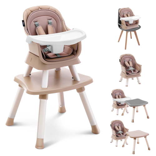 HARPPA Baby High Chair, 8 in 1 Convertible Highchair for Babies & Toddlers, Khaki