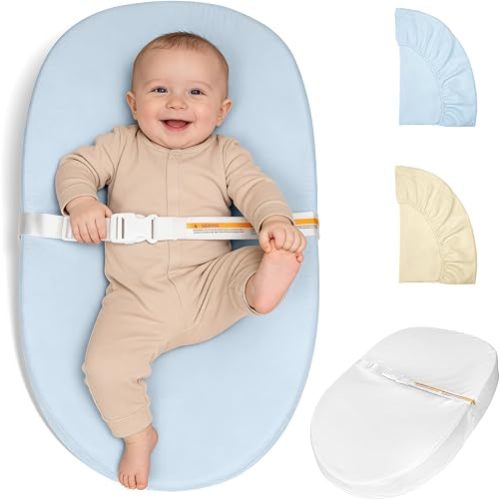 Baby Changing Pad, Muslin Diaper Changing Pad with Waterproof Lining, Changing Table Pads for Dresser with 2 Pack Muslin Covers(Yellow + Sky Blue)