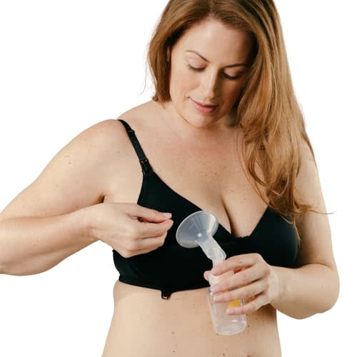 Simple Wishes Pumping and Nursing Bra in One with Fixed Padding - Patented Supermom T-Shirt - Pumping Bra Hands Free