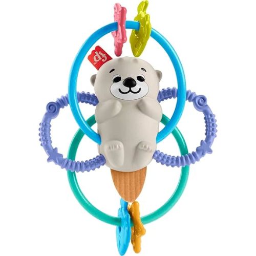 Fisher-Price Newborn Toy Twist Teethe Otter, Baby Rattle and Textured BPA-Free Teether for Developmental Play Infants Ages 3+ Months
