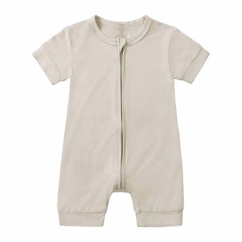 Luxalzxs Zipper Onesies 0-3 Months Newborn Infant Toddler Baby Girls Boys Bodysuit Summer Short Sleeve Solid Color One-Piece Romper Jumpsuit