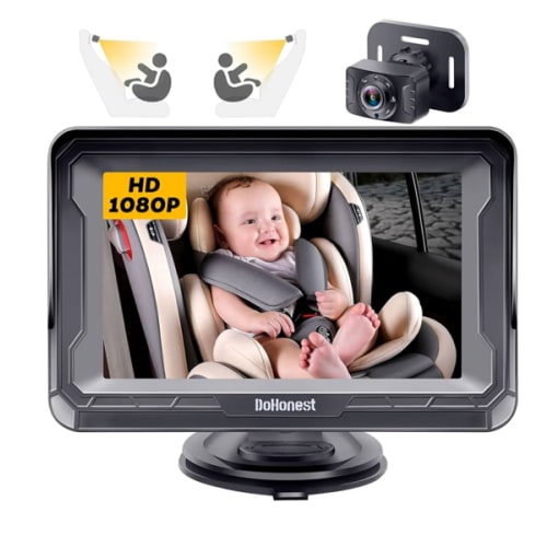 DoHonest Baby Car Camera HD 1080P - Rear-Facing Car Baby Monitor with Night Vision, Adjustable View Angle, Easy Setup, Anti-Glare Display, Safety for Kids & Infants