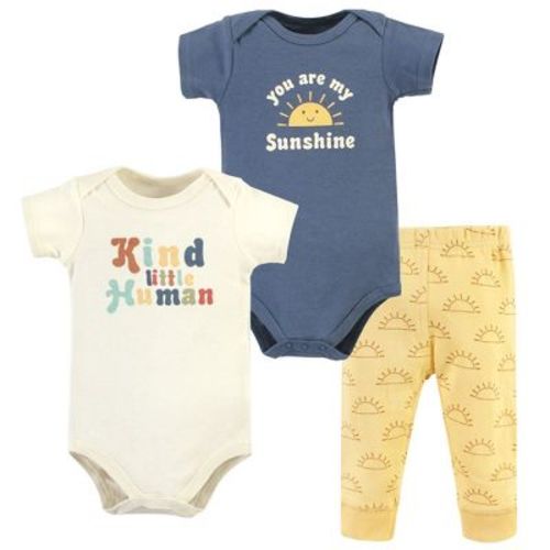 Hudson Baby Cotton Bodysuit And Pant Set, Kind Human Short Sleeve, Newborn