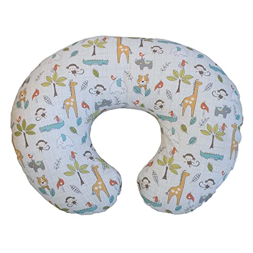 Boppy Nursing Pillow Original Support, Jungle Beat, Ergonomic Nursing Essentials for Bottle and Breastfeeding, Firm Fiber Fill, with Removable Nursing Pillow Cover, Machine Washable