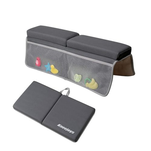 Bath Kneeler and Elbow Rest Pad,Bath Kneeler,Baby Bath Mat,Kneeling Pad,Bath Toy Organizer for Tub,Kneeling Pad for Bathing Baby,Relieve Your Knees and Elbows,Quick Dry,Non-Slip - 01_dark Grey