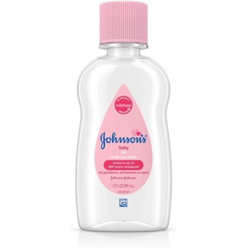 Johnson's Baby Oil, Pure Mineral Oil to Prevent Moisture Loss, Hypoallergenic, Original 3 fl. oz