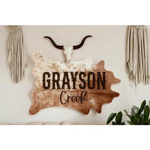 Personalized Branded Cowhide: Laser Engraved Nursery Decor, wedding decor, brand, logo