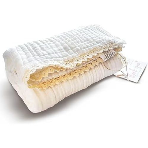 HAPPY FAMILY 100% Organic Cotton Muslin Swaddle Blanket - Ultra Soft Breathable Hypoallergenic - Baby Receiving Blanket