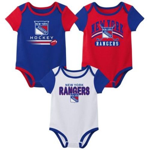 Nhl New York Rangers Boys' 3pk Bodysuit - 3-6m