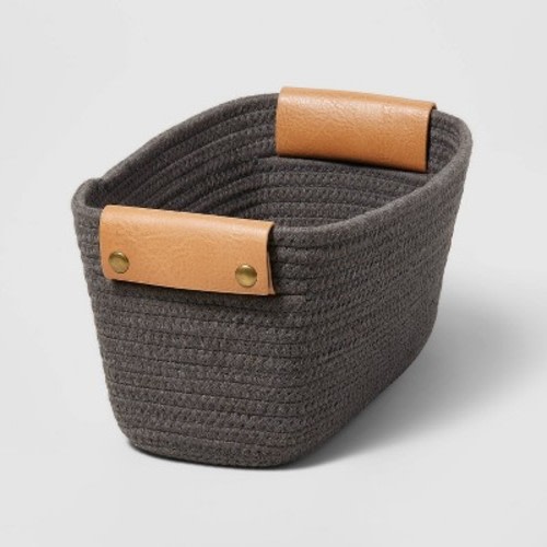Small Oval Decorative Coiled Rope Basket - Brightroom™, Color: Gray Charcoal