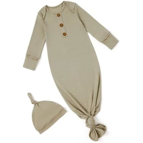 PATPAT Tencel & Wool Blend Baby Sleeper Gown for Newborn Boy Girl Infant, Knotted Sleep Sack as Premium Gift for Baby