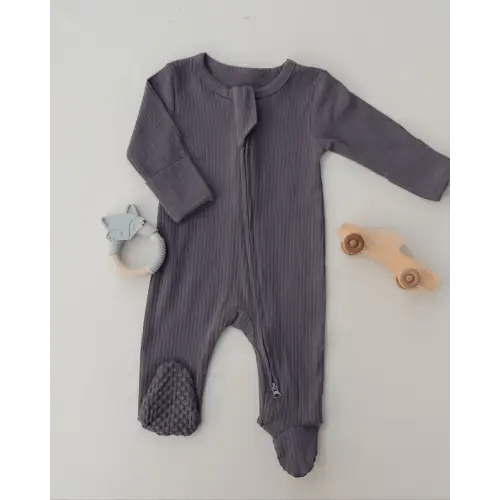 Organic Cotton Ribbed Sleeper - Charcoal