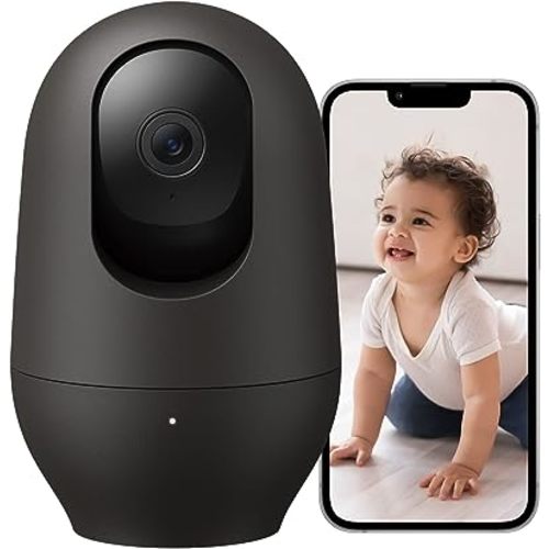 nooie 2K Baby Monitor, Baby Camera Monitor with Phone App, WiFi Indoor Camera for Home Security, AI Motion Tracking, Two-Way Audio, Compatible with Alexa, SD or Cloud Storage