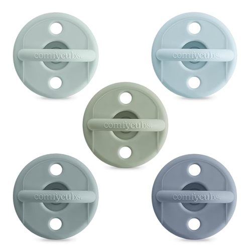 Comfy Cubs Baby Pacifiers, 5 Pack for 0+ Months - Soft Breast-Like Nipple Shape - CPSIA Compliant Silicone Pacifier for Newborns - Girl Pack Baby Essentials - Ideal Newborn Gift Set - Multicolor Boy
