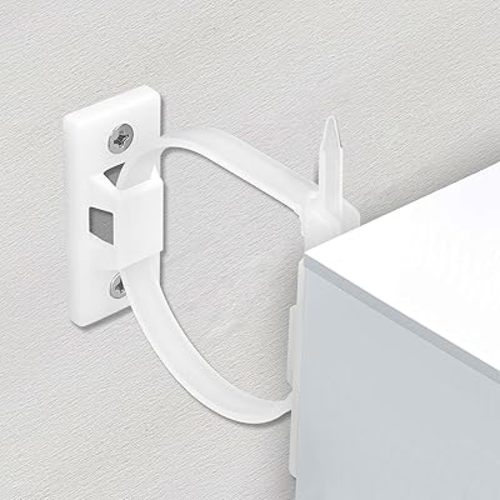 Furniture Anchors (12 Pack) for Baby Proofing Anti Tip Furniture Anchors Kit, Cabinet Wall Anchors Protect Toddlers from Falling Furniture, Adjustable Child Safety Straps Earthquake Resistant