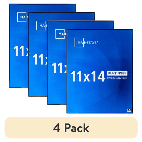(4 pack) MS 11x14 Front Loading Wall Picture Frame, Black