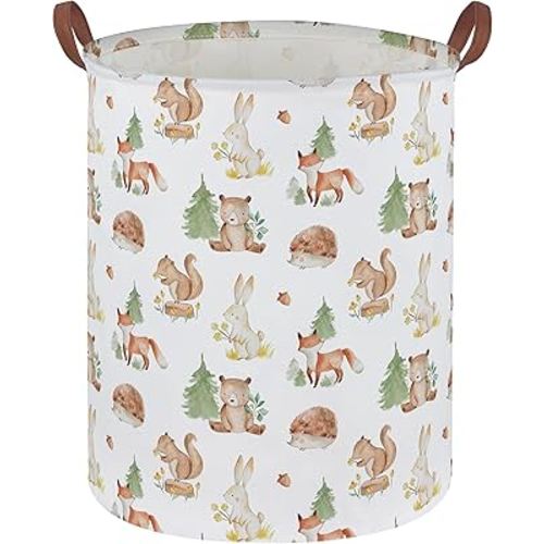 Kids Laundry Basket Animal Hamper for Nursery Woodland Hamper Cute Kids Storage Bin Organizer Room Decor for Home(Tree animal)