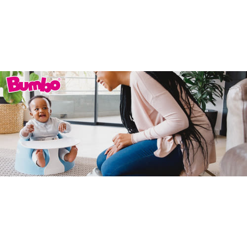 Bumbo Baby Floor Seat – Portable Infant Booster Chair for Sitting Support, Activity and Feeding, 15" x 15" x 9.3", Powder Blue