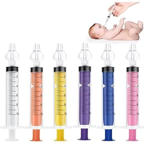 Vicloon Baby Nasal Irrigator, 6PCS Nasal Syringe for Baby, Syringe Nasal Irrigator with Cleanable and Reusable Silicone Nasal Suction Tip forIrrigation, Nasal Spray, Nasal Hygiene（Color）
