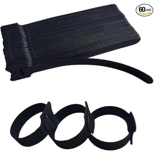 6 Inches Black Reusable Cable Ties,Multi-purpose Adjustable Cord Straps, Cable Organizer,Cord Wrap and Hook Loop Cords Management,Adjustable Cord Ties for Organizing Home, Office, Data Centers,60 PCS