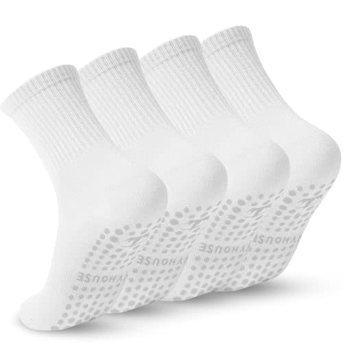 Ivyhouse Pilates Yoga Socks with Grips for Women - Crew Length Ballet Barre Socks - Sticky Workout Hospital Socks
