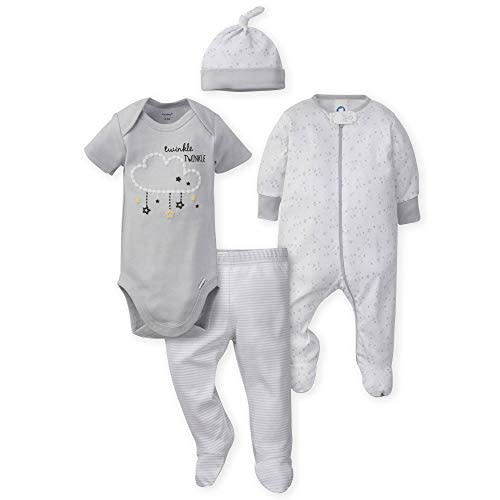 Gerber Baby 4-Piece Sleep 'N Play, Onesies, Pant and Cap