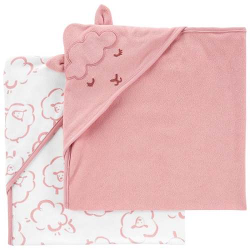 Pink/White Baby 2-Pack Hooded Towels | Carter’s Oshkosh Canada