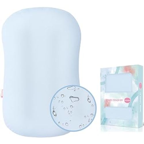 Organic Waterproof Baby Lounger Covers | 100% Organic Cotton| Removable Cover with Waterproof Liner | Machine Washable and Dry (Cover only) (Blue)