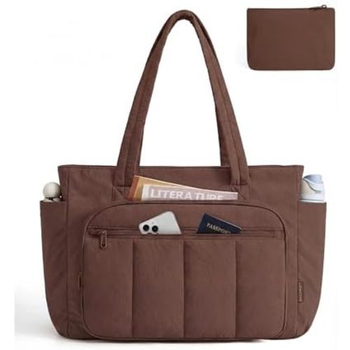 BAGSMART Tote Bag for Women, 2 Set Tote Bag with Zipper, Quilted Nurse Handbags for Work Travel College